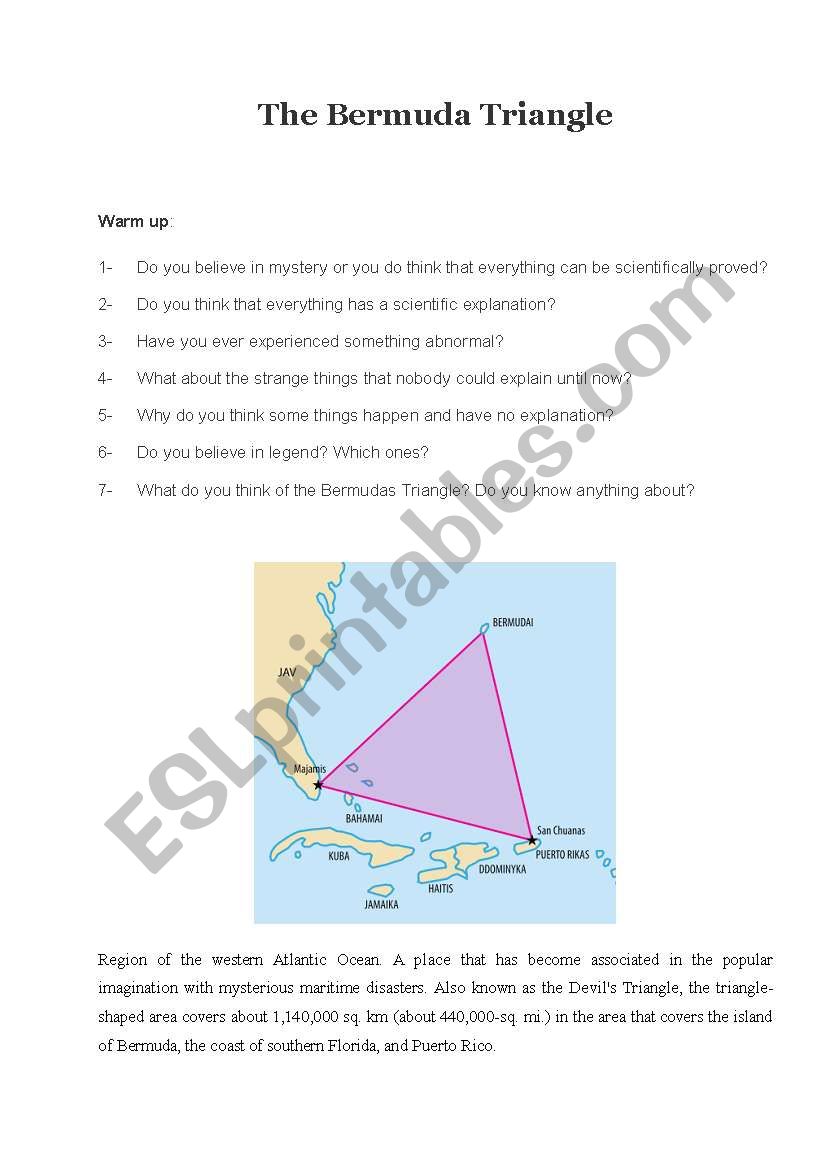 The bermuda triangle worksheet