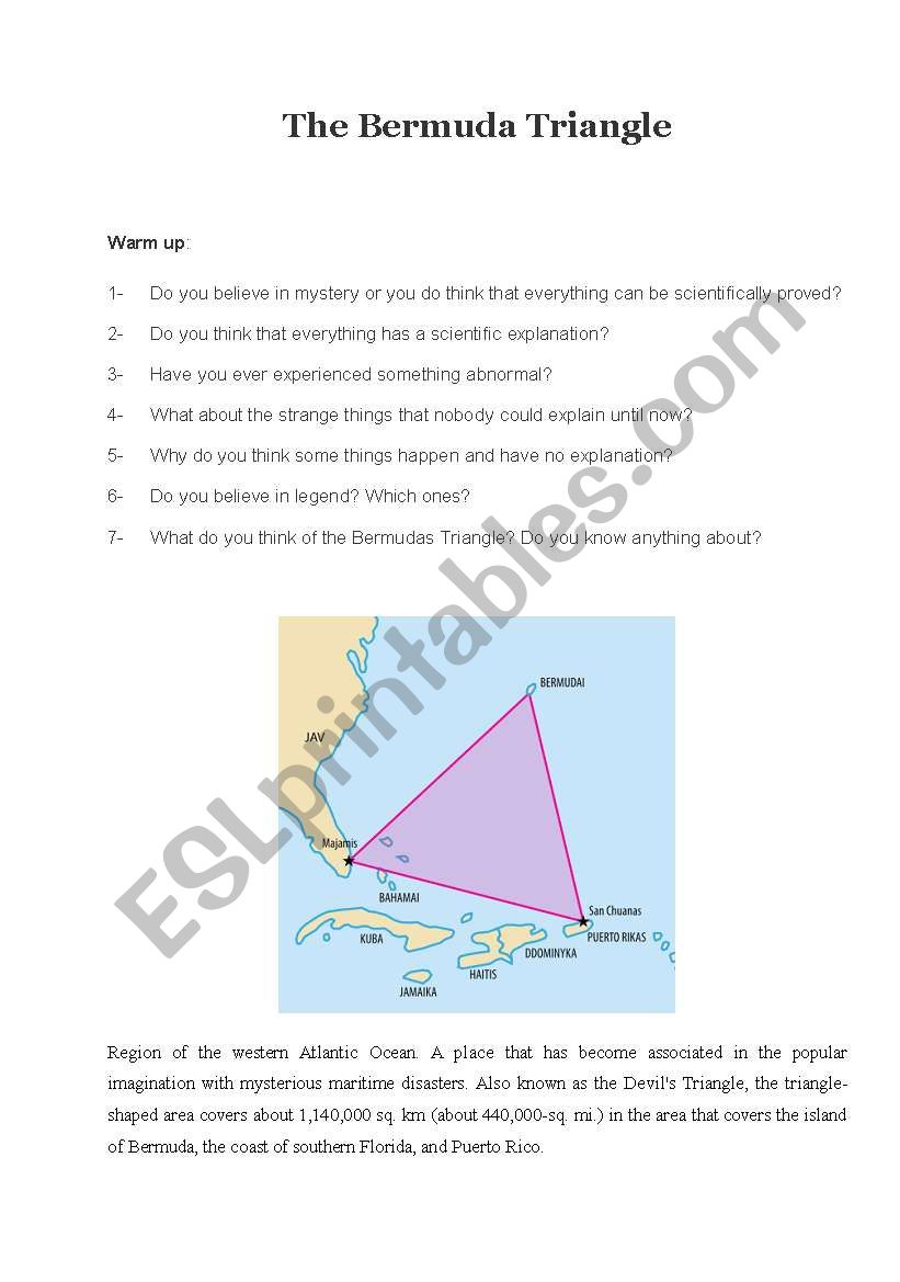 The bermuda triangle worksheet