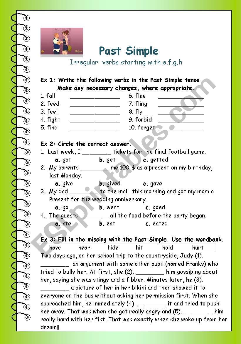 Past Simple - Irregular Verbs, part 2 - e,f,g,h