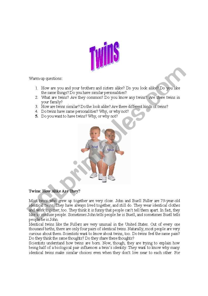 Twins - Reading and conversation