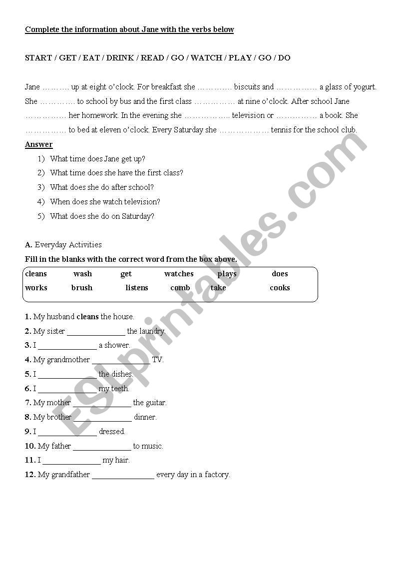 Present simple worksheet