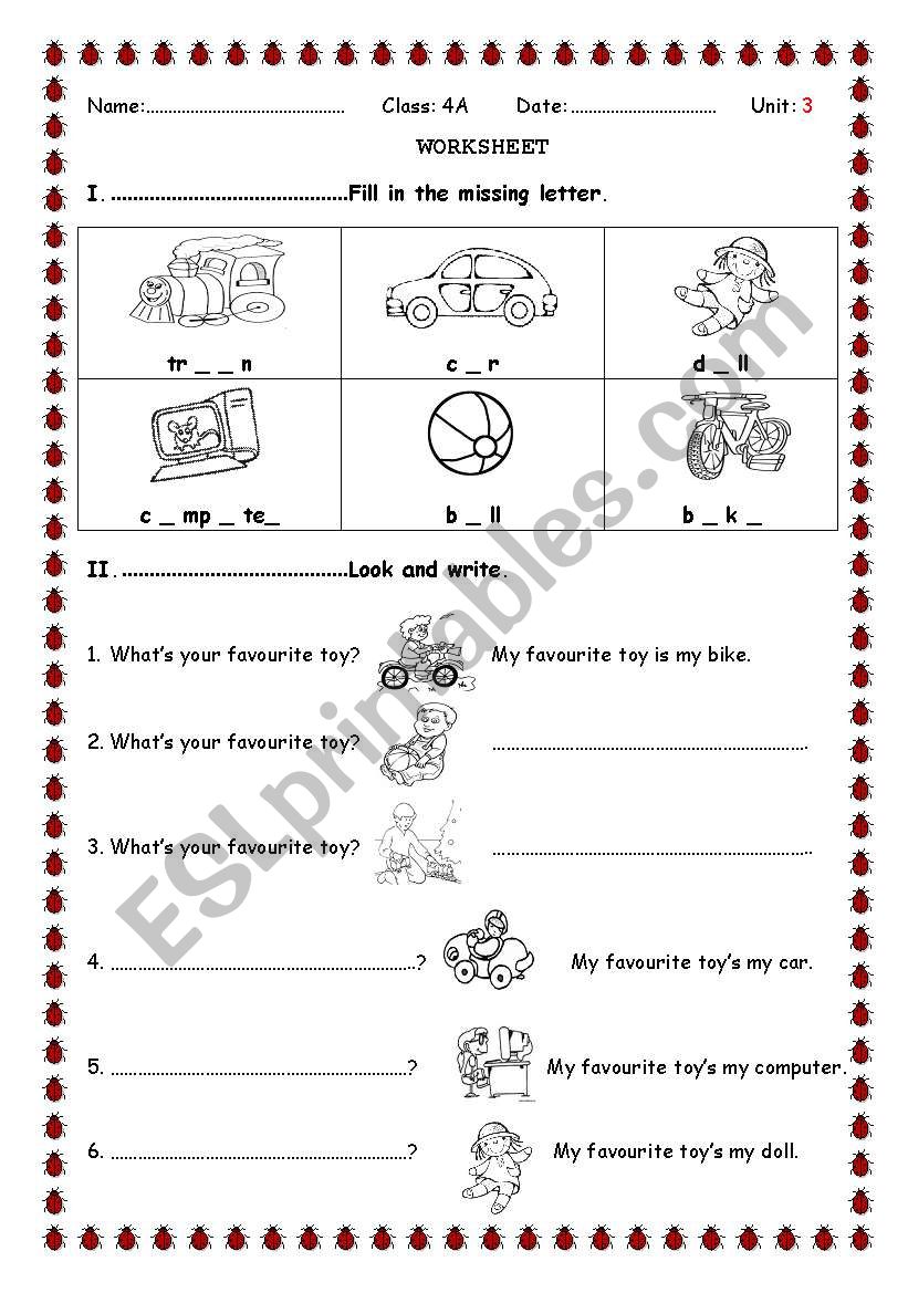 toys for children worksheet