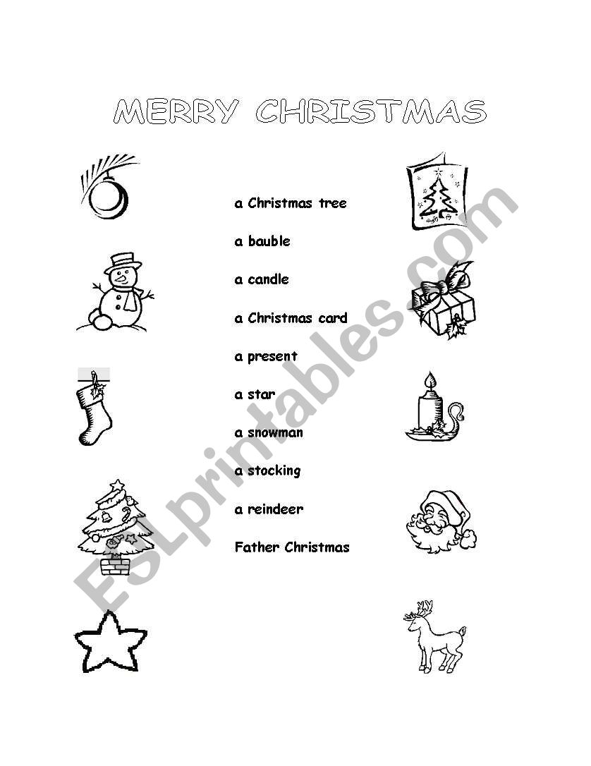 Christmas matching worksheet