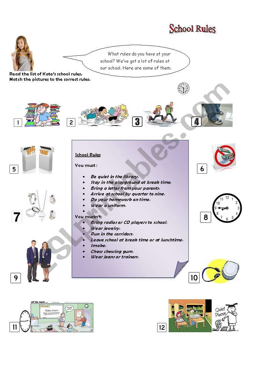 School Rules worksheet