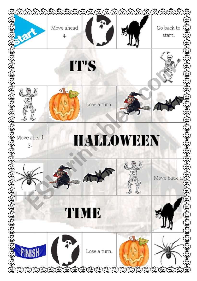 Halloween board game worksheet