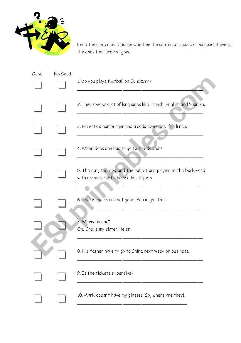 Correct the mistakes worksheet