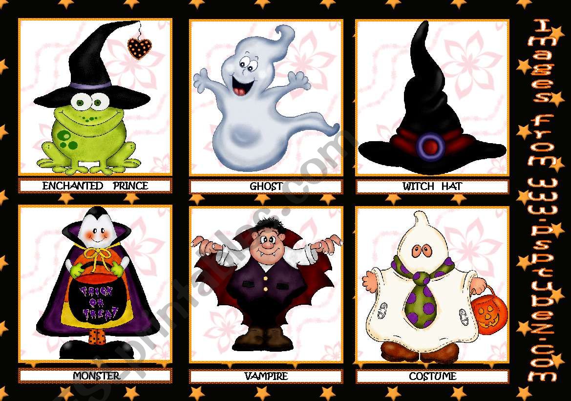 Halloween flashcards - only colour - 1st set