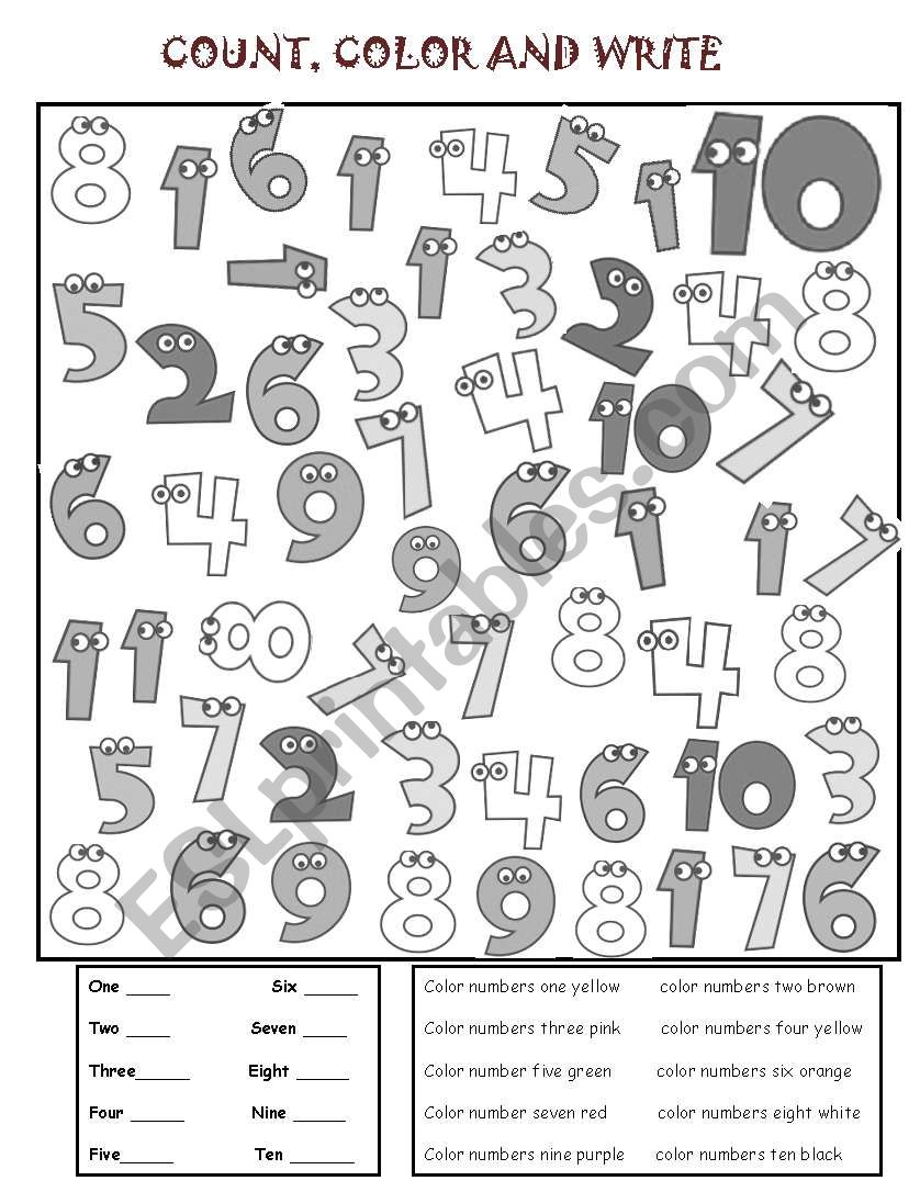 NUMBERS AND COLORS worksheet