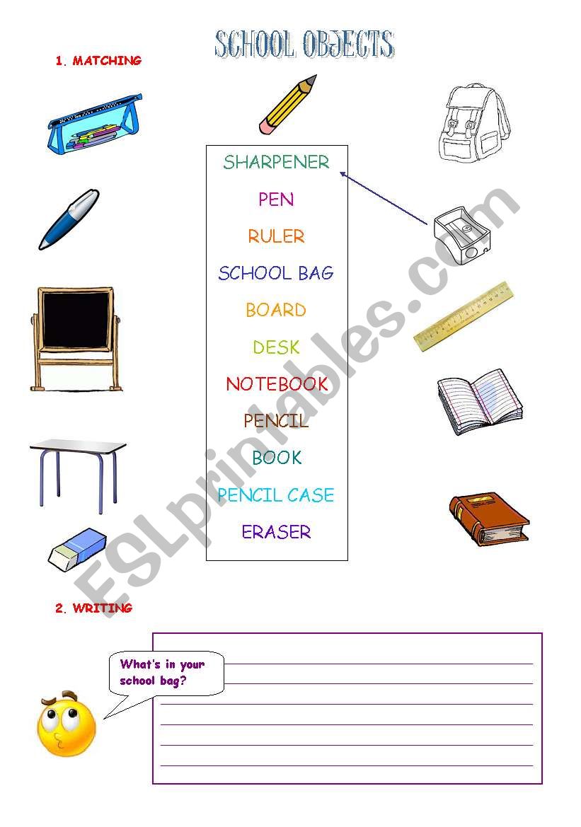 School objects worksheet