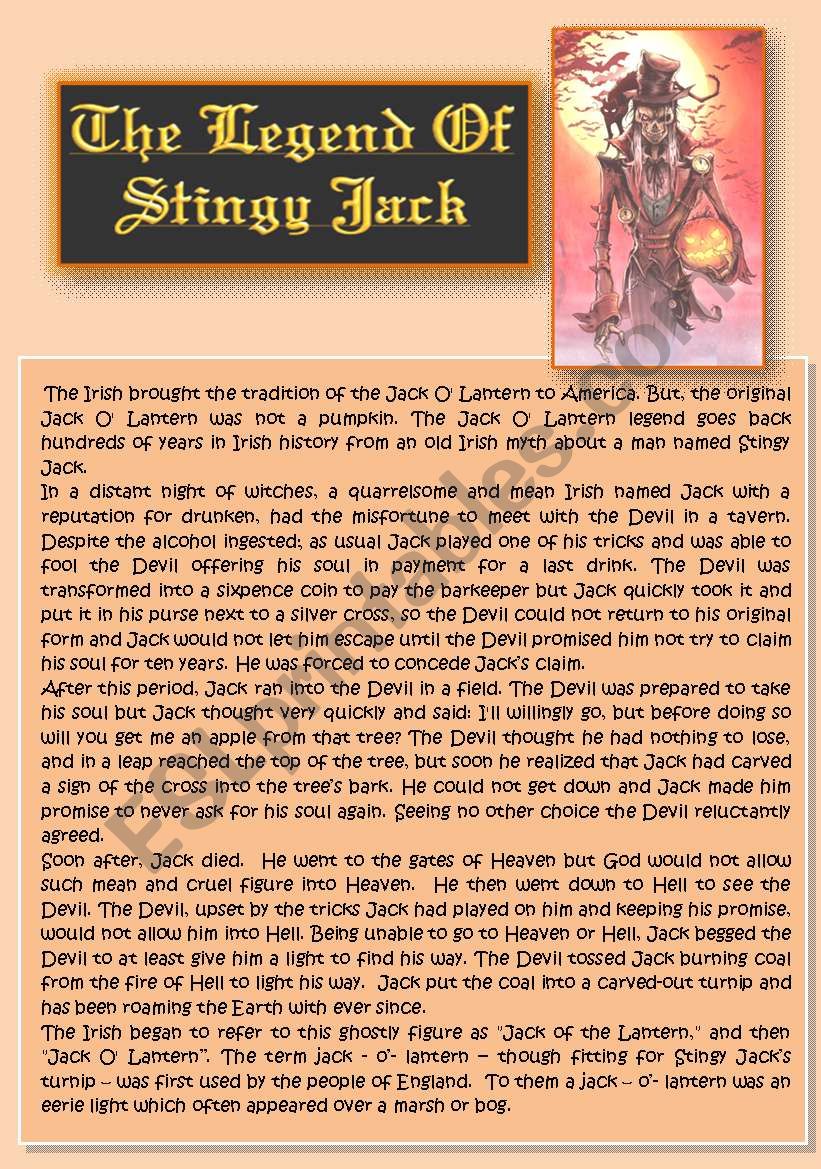 Jack - o - lanterns story worksheet