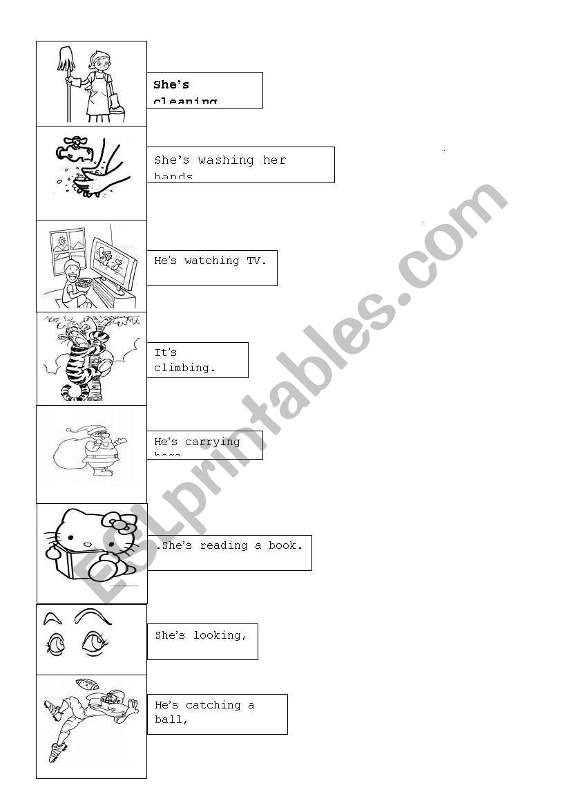 action verbs with present continuous