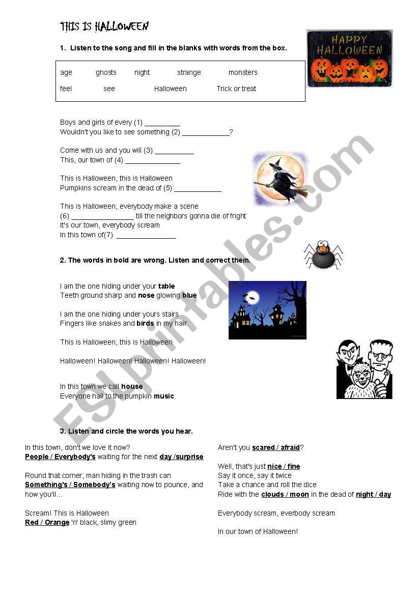 This is Halloween - song worksheet