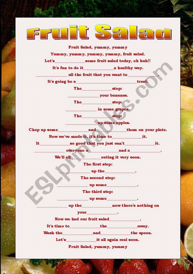 Fruit Salad Lyrics worksheet