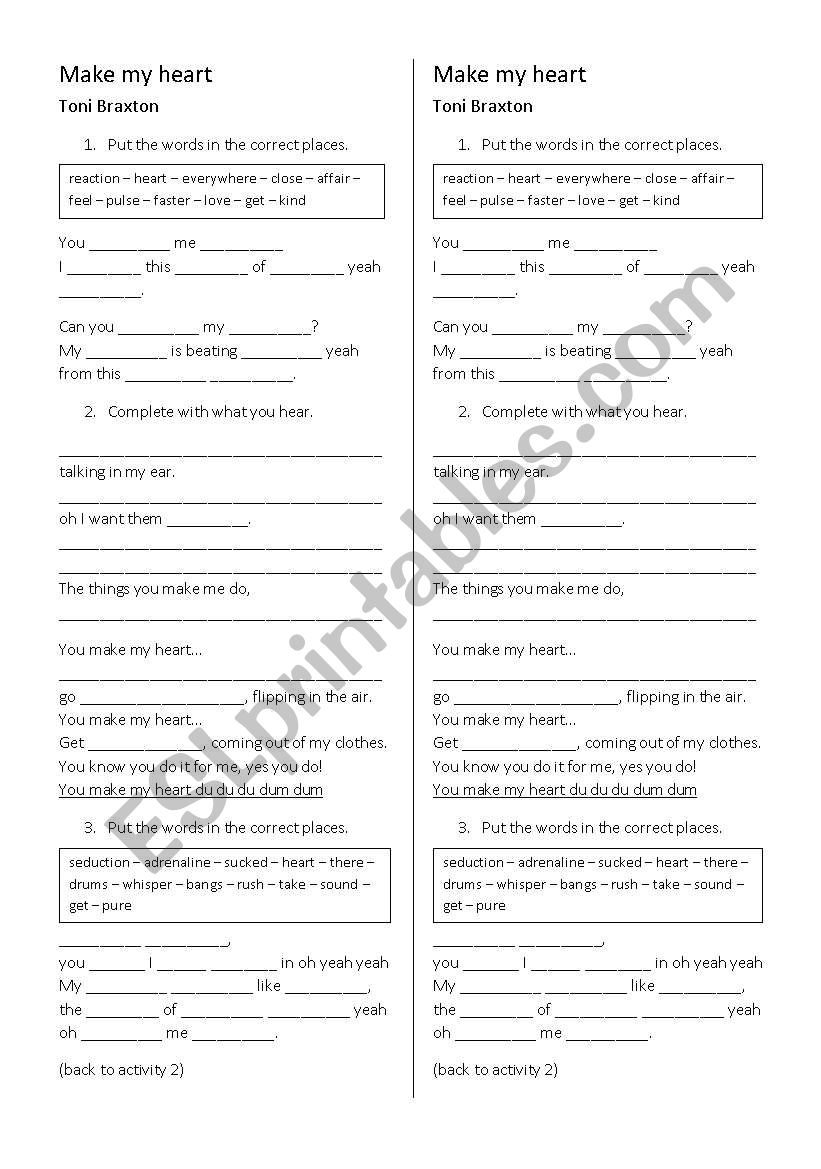 Make my heart worksheet