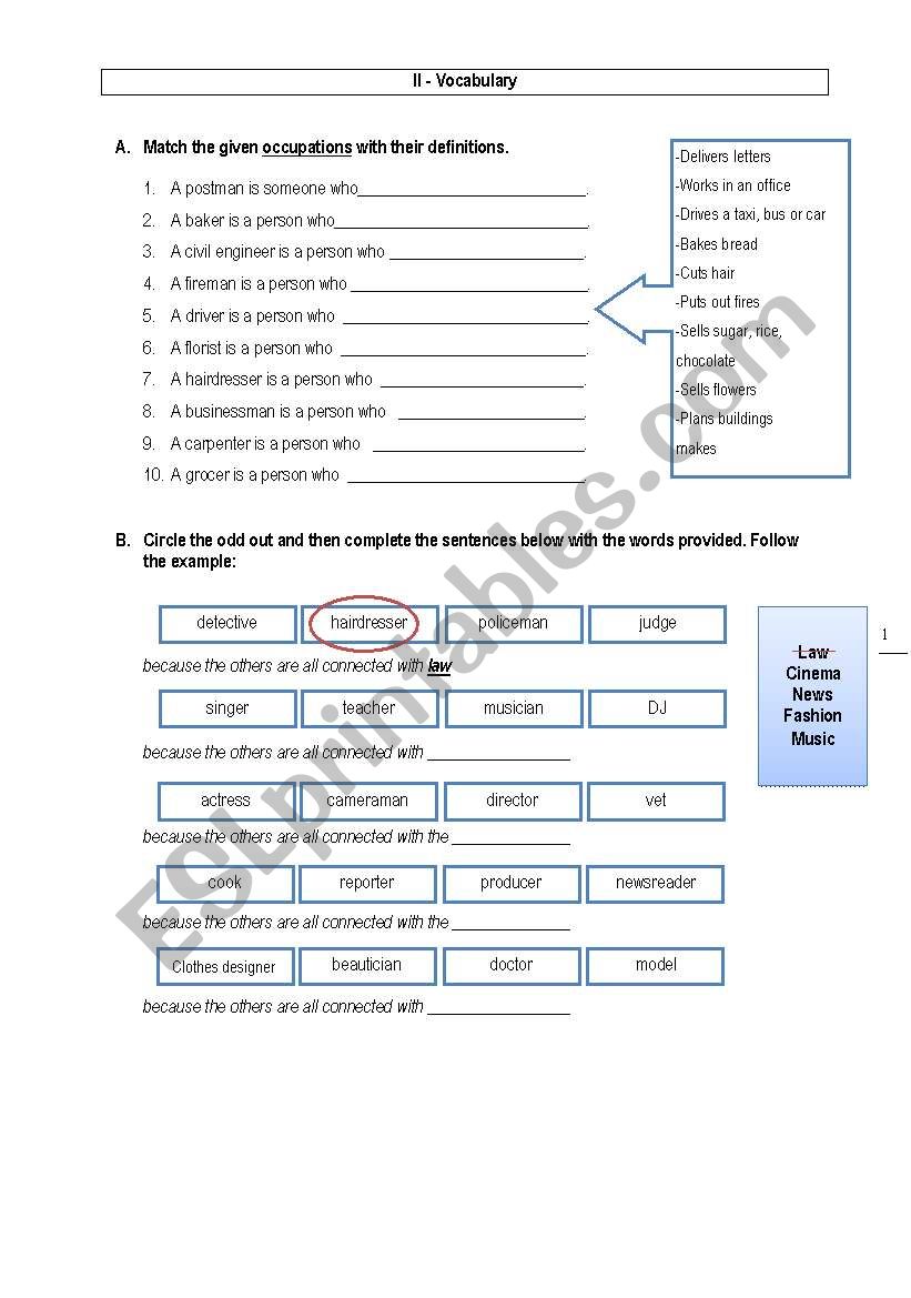 Test - Jobs Part II worksheet