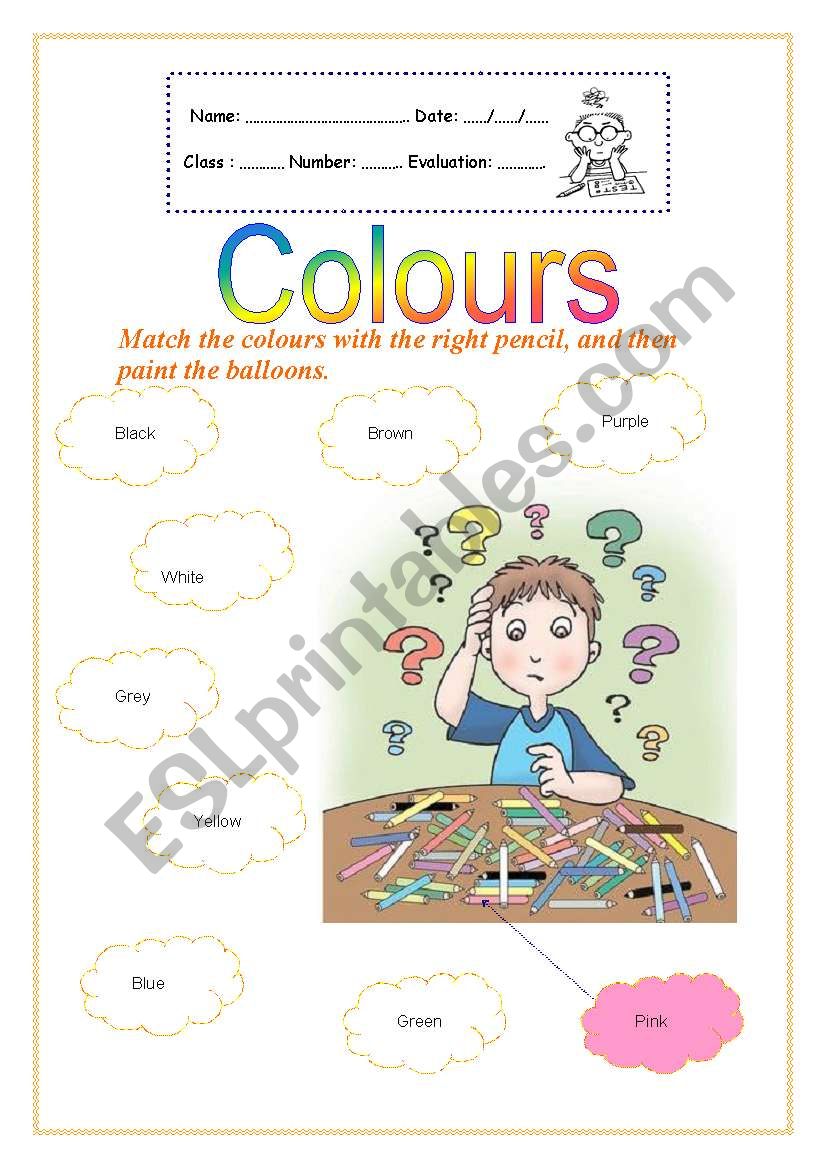 Colours worksheet