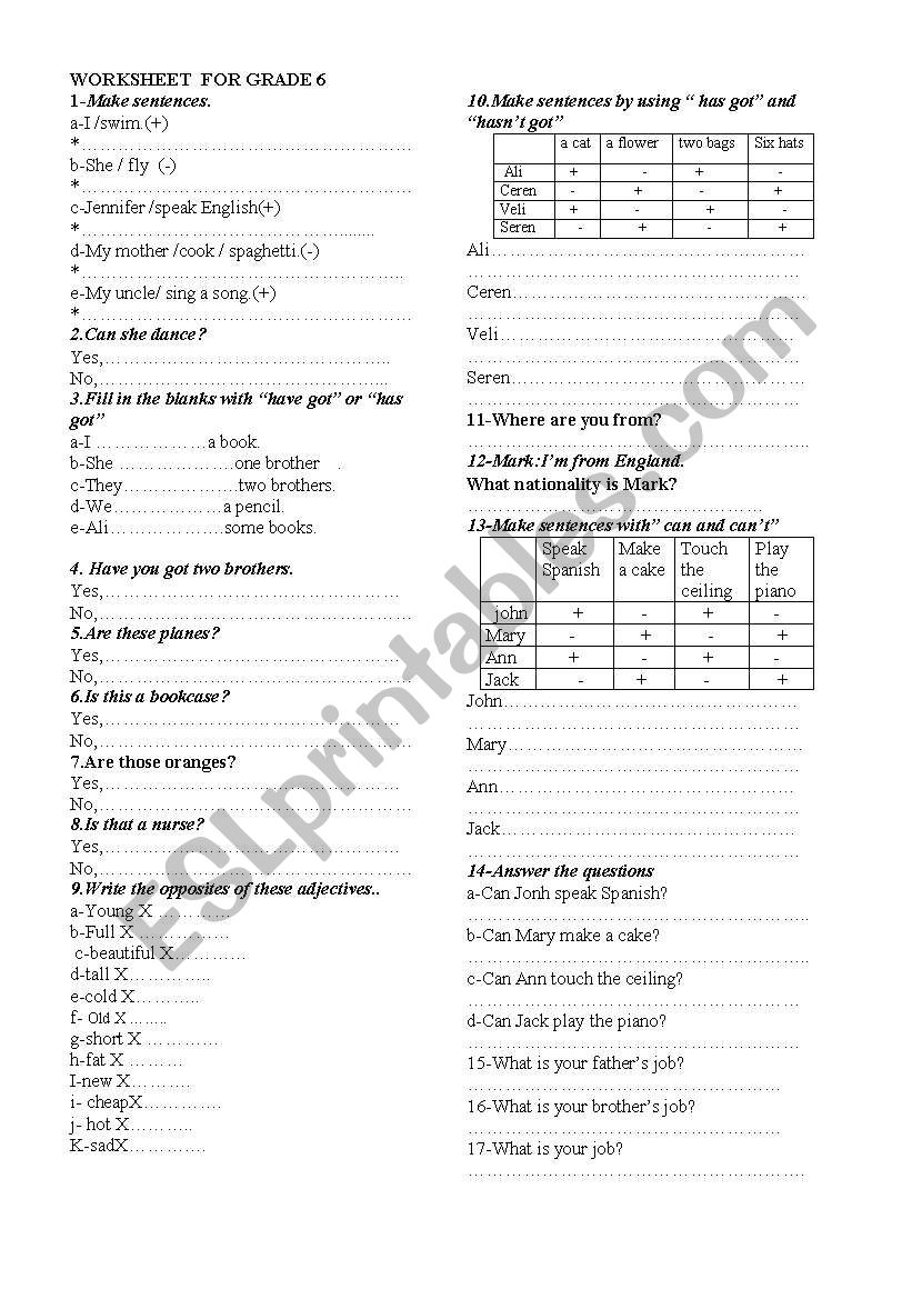 mixed worksheet