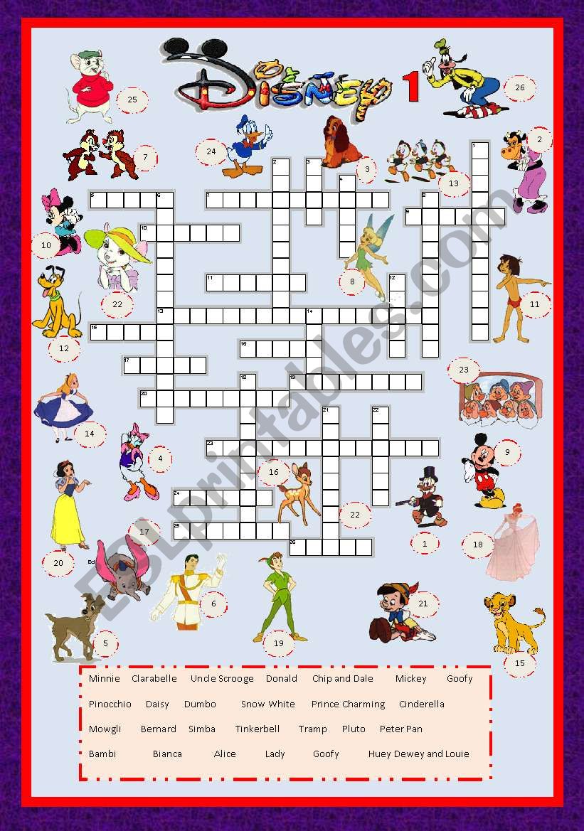 Printable Disney Crossword Puzzles