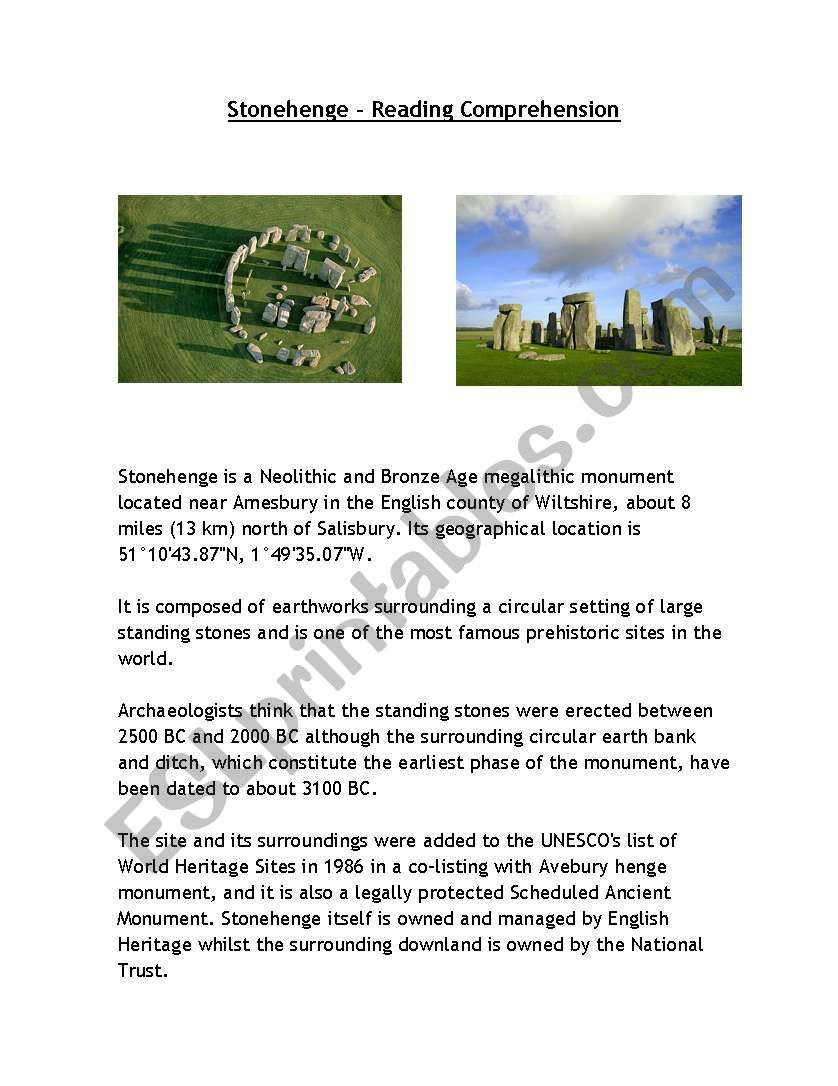 Stonehenge - Reading Comprehension