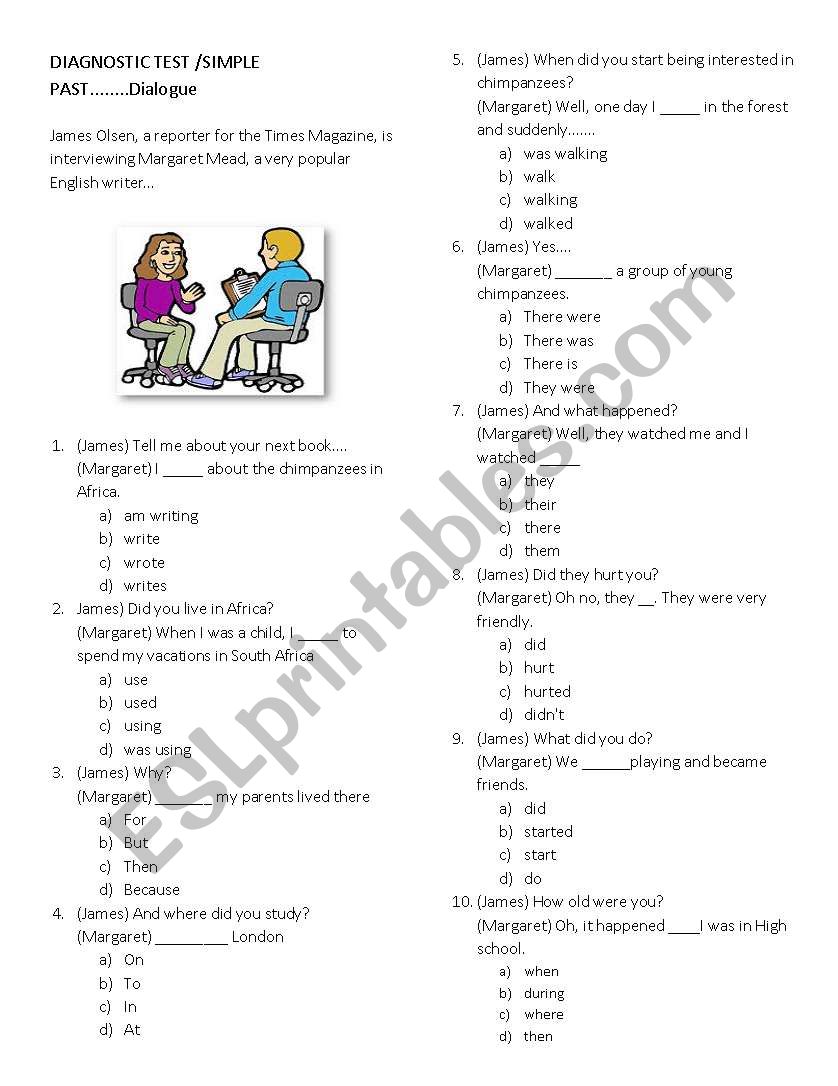 Simple past - dialogue worksheet