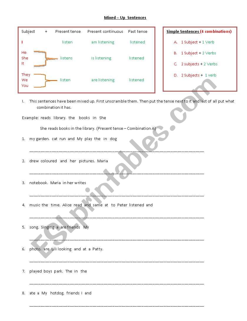 simple sentences - Mixed sentences