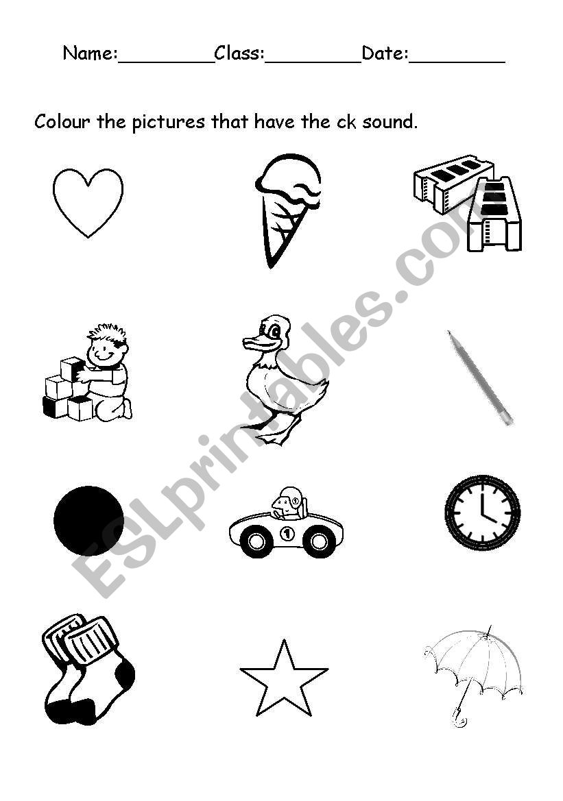 Phonics, ck sound worksheet