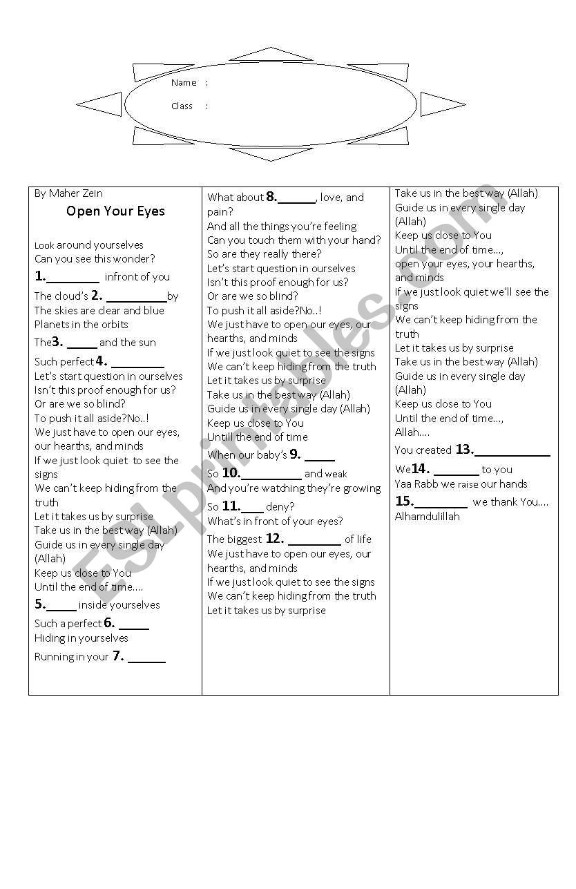Listening: Open Your Eyes worksheet