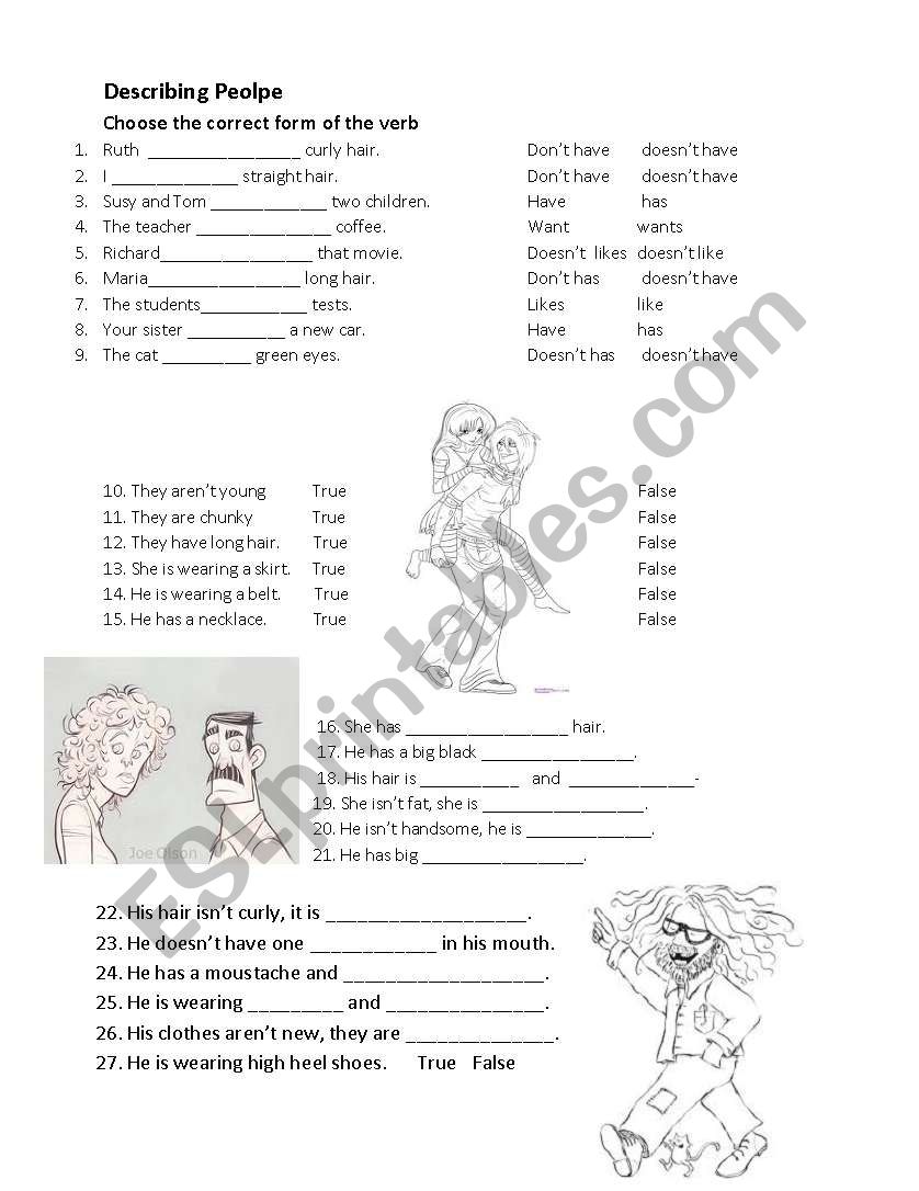 Describing people worksheet