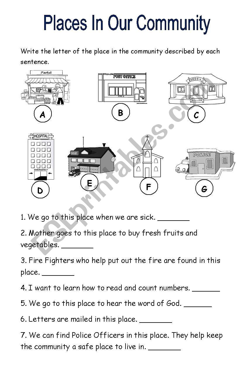 Our Neighborhood ESL worksheet by Yellowismyfavoritecolor