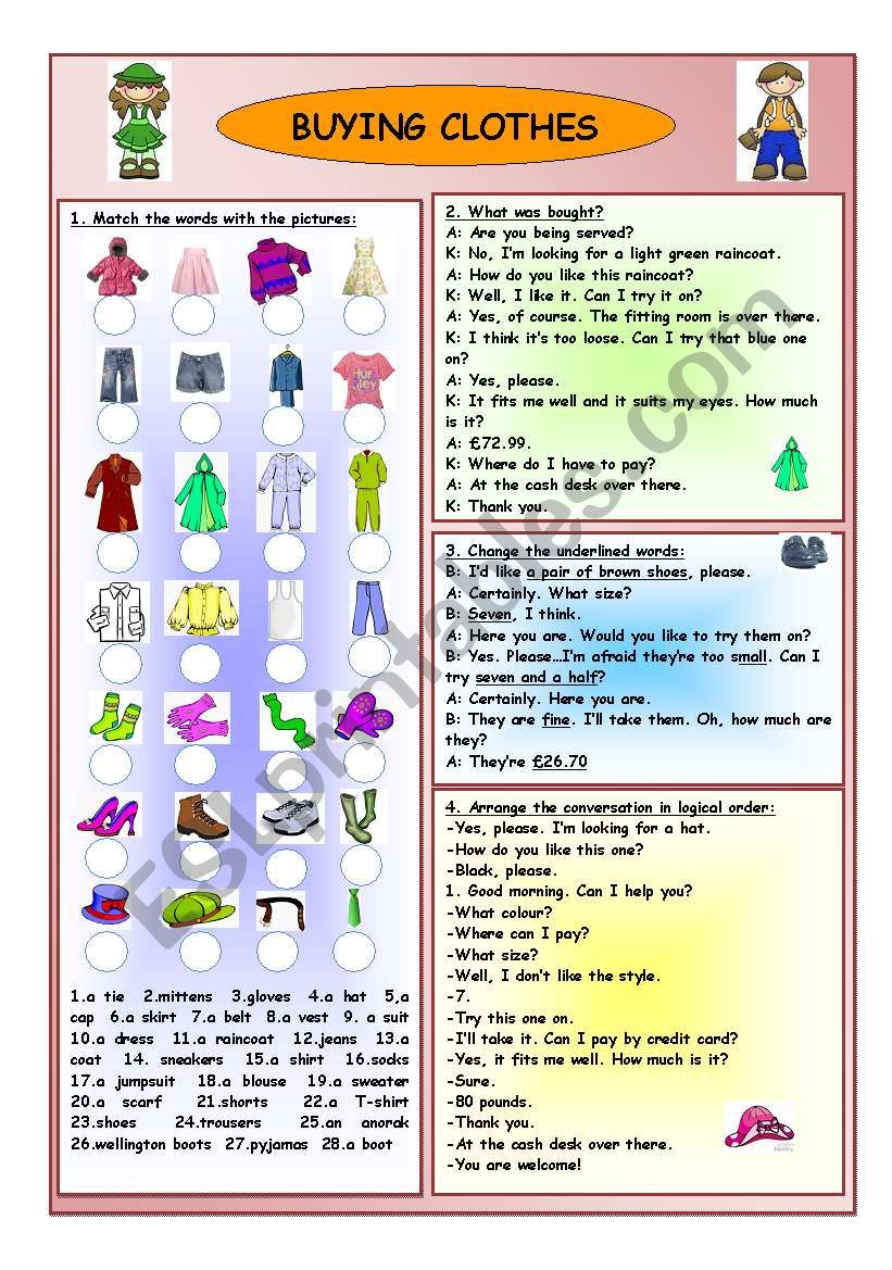 Buying Clothes worksheet