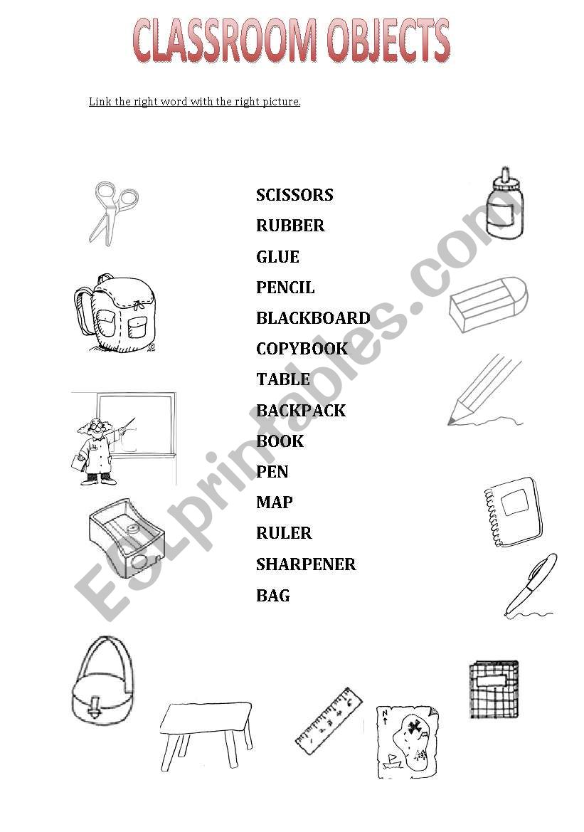 Classroom vocabulary worksheet