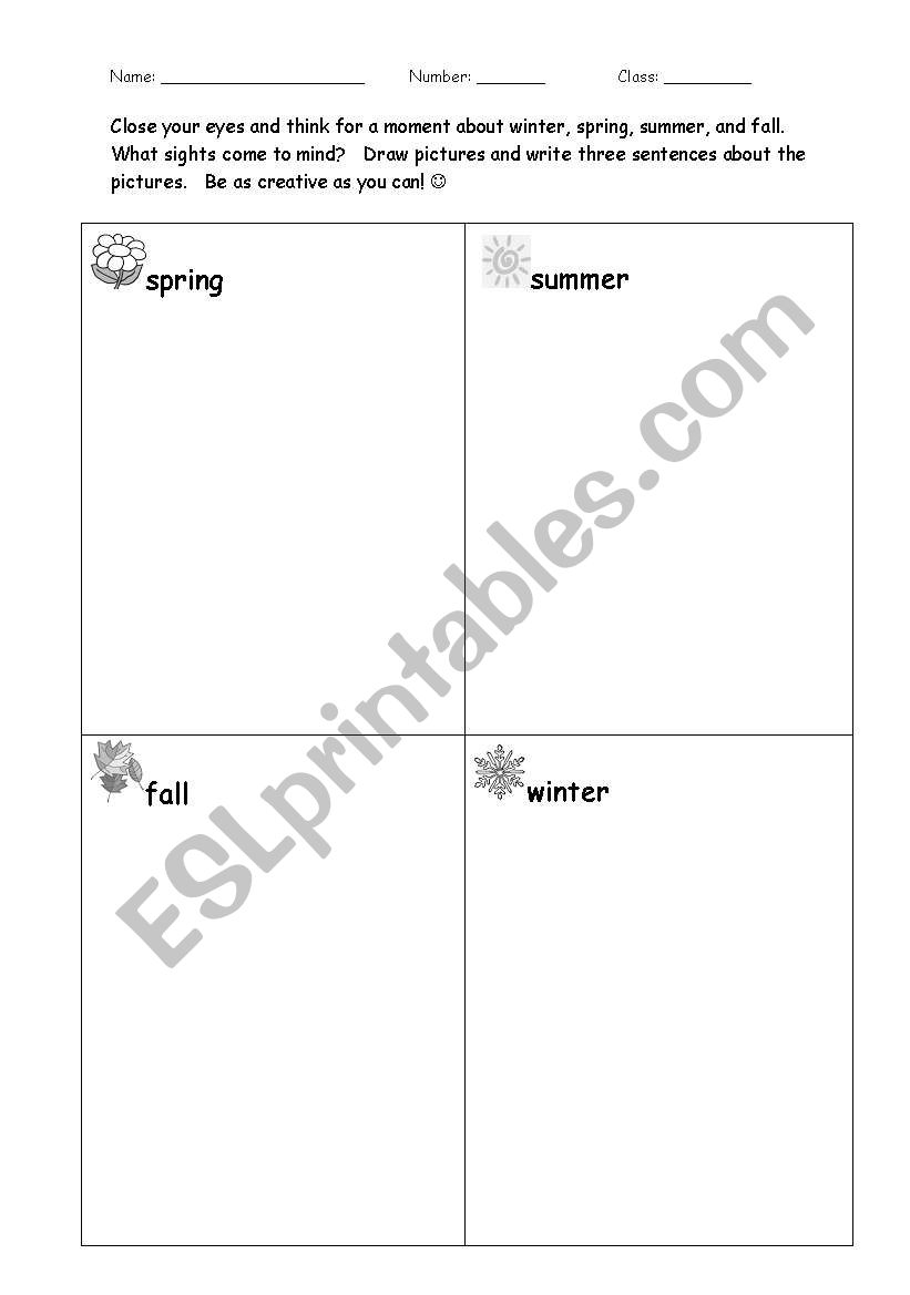 seasons worksheet