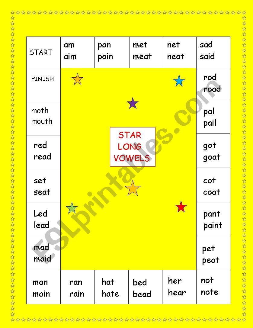 STAR LONG VOWELS worksheet