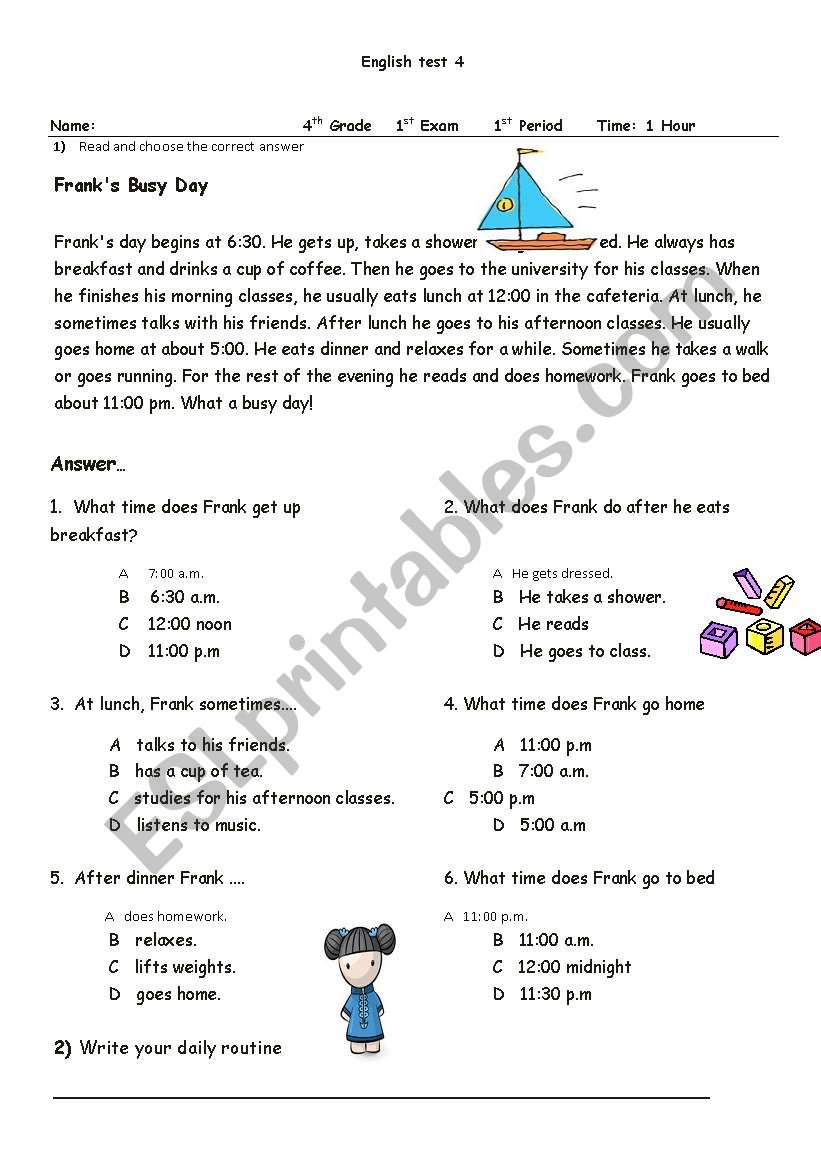 English Test Begginners worksheet