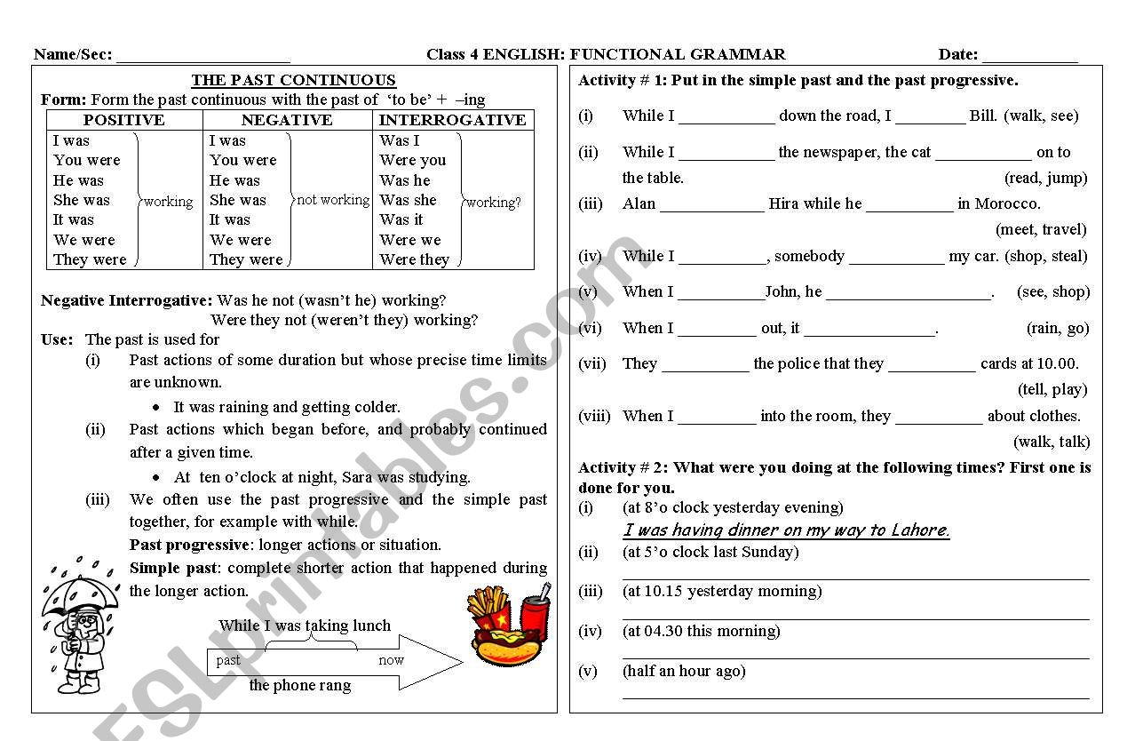 PAST CONTINUOUS worksheet