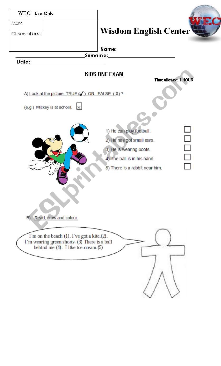 English worksheets: kinder