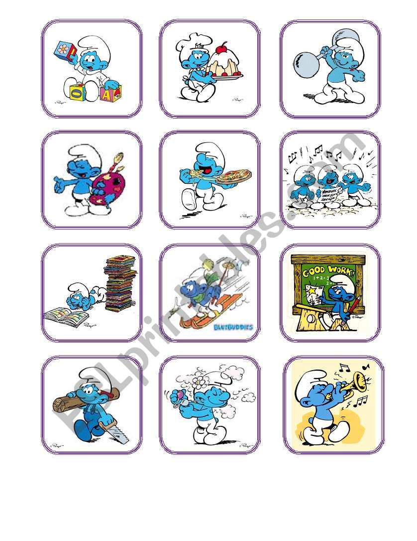 Smurfs Verbs worksheet