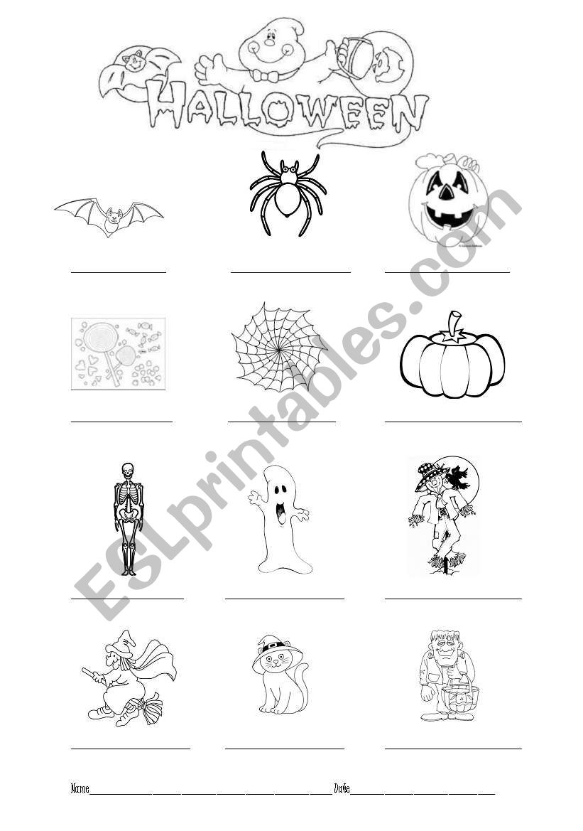 Halloween vocabulary worksheet