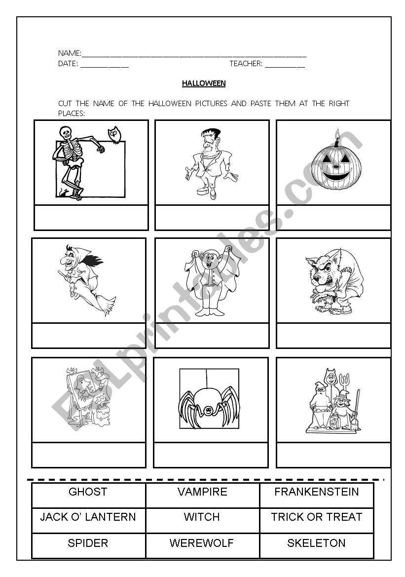 HALLOWEEN - cut and paste worksheet