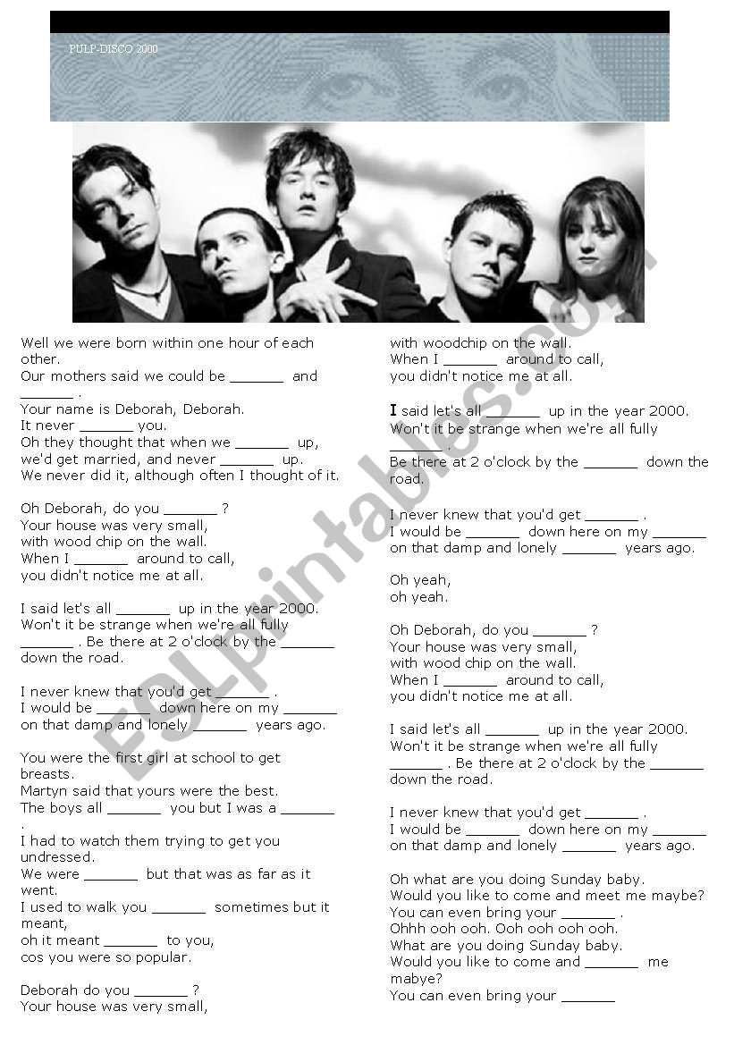 Disco 2000- Pulp worksheet