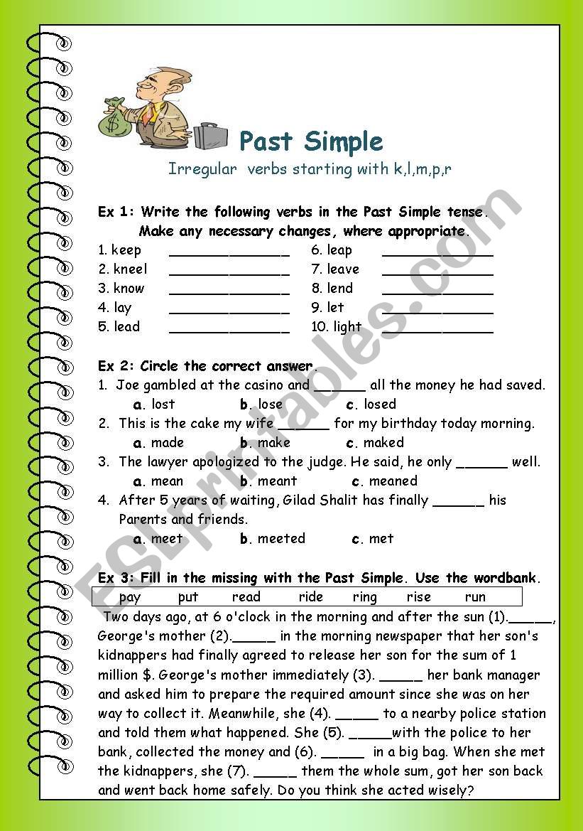 Past Simple - irregular verbs -- verbs beginning with  k,l,m,p,r