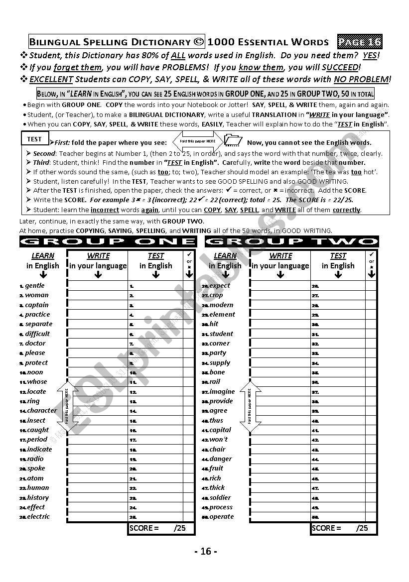 DICTIONARY 004 - in ENGLISH and YOUR LANGUAGE - 4 Parts