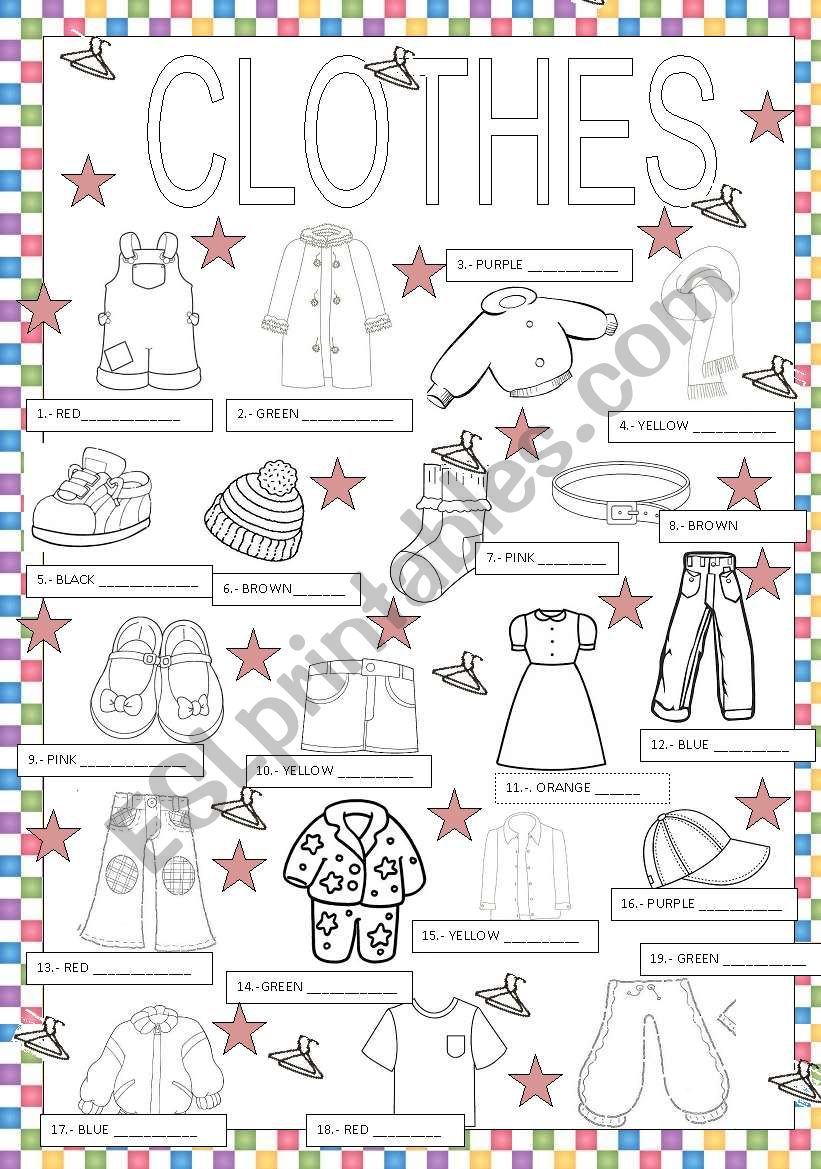 Clothes worksheet