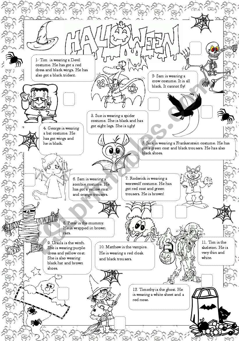 Kids at Halloween party worksheet