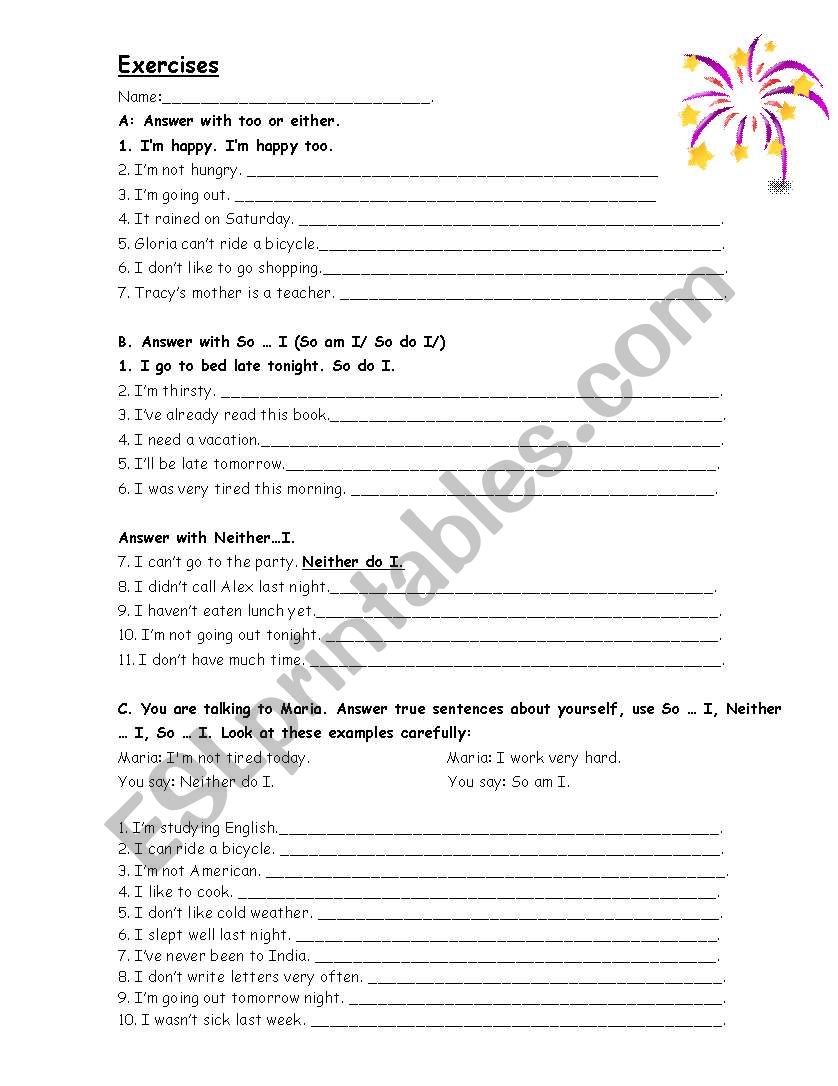 Agreements and Disagreements worksheet