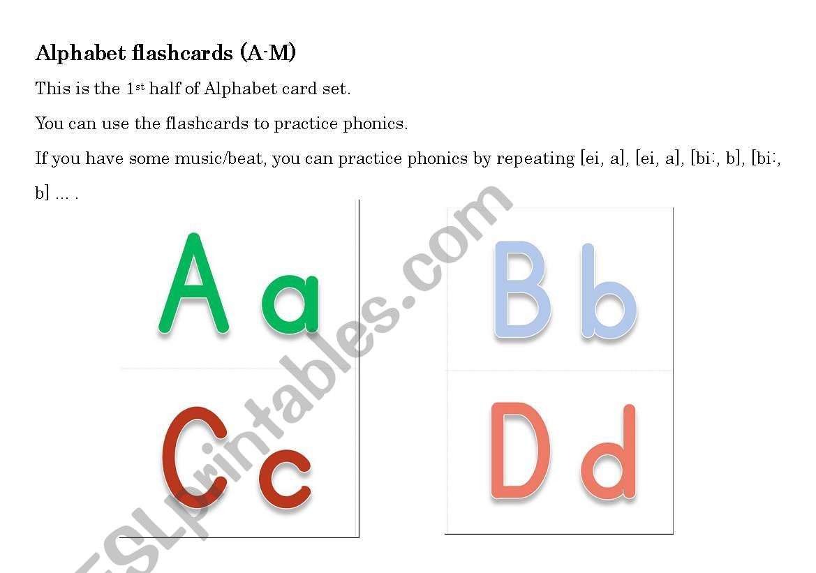 Alphabet Flashcards (A-M) worksheet