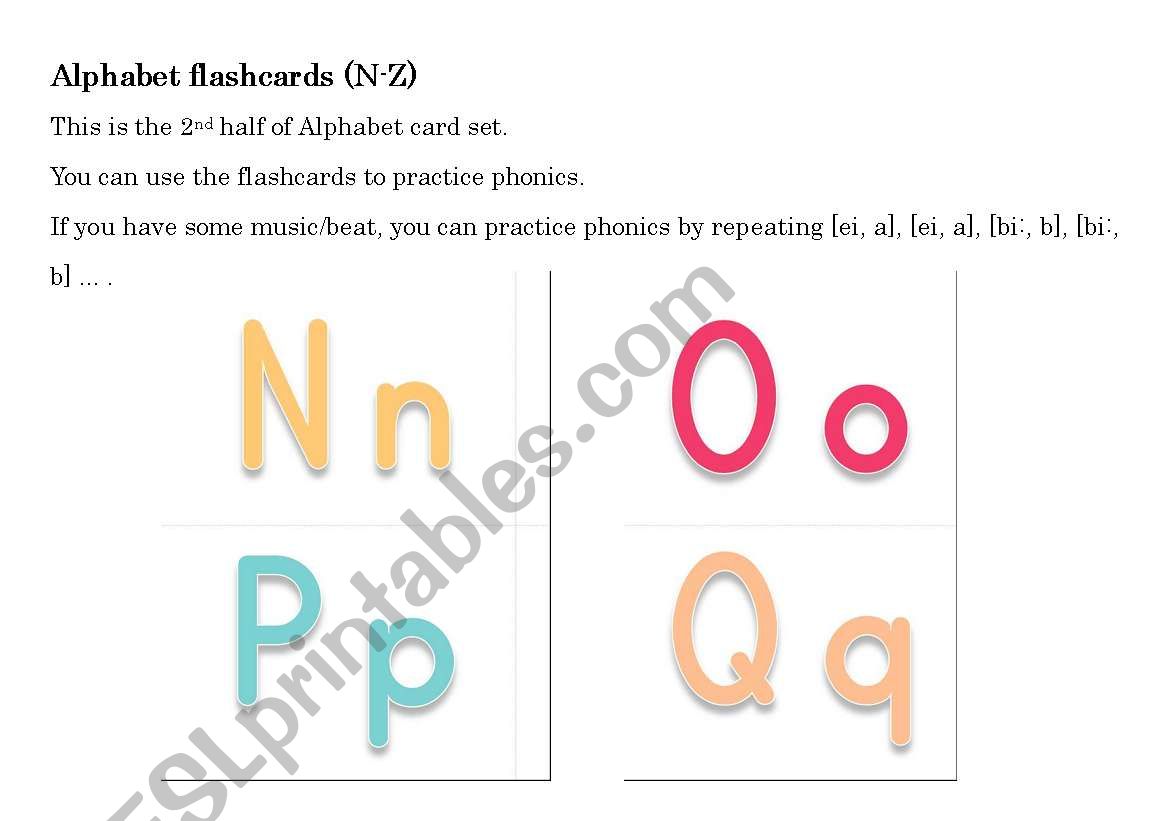 Alphabet Flashcard (N-Z) worksheet