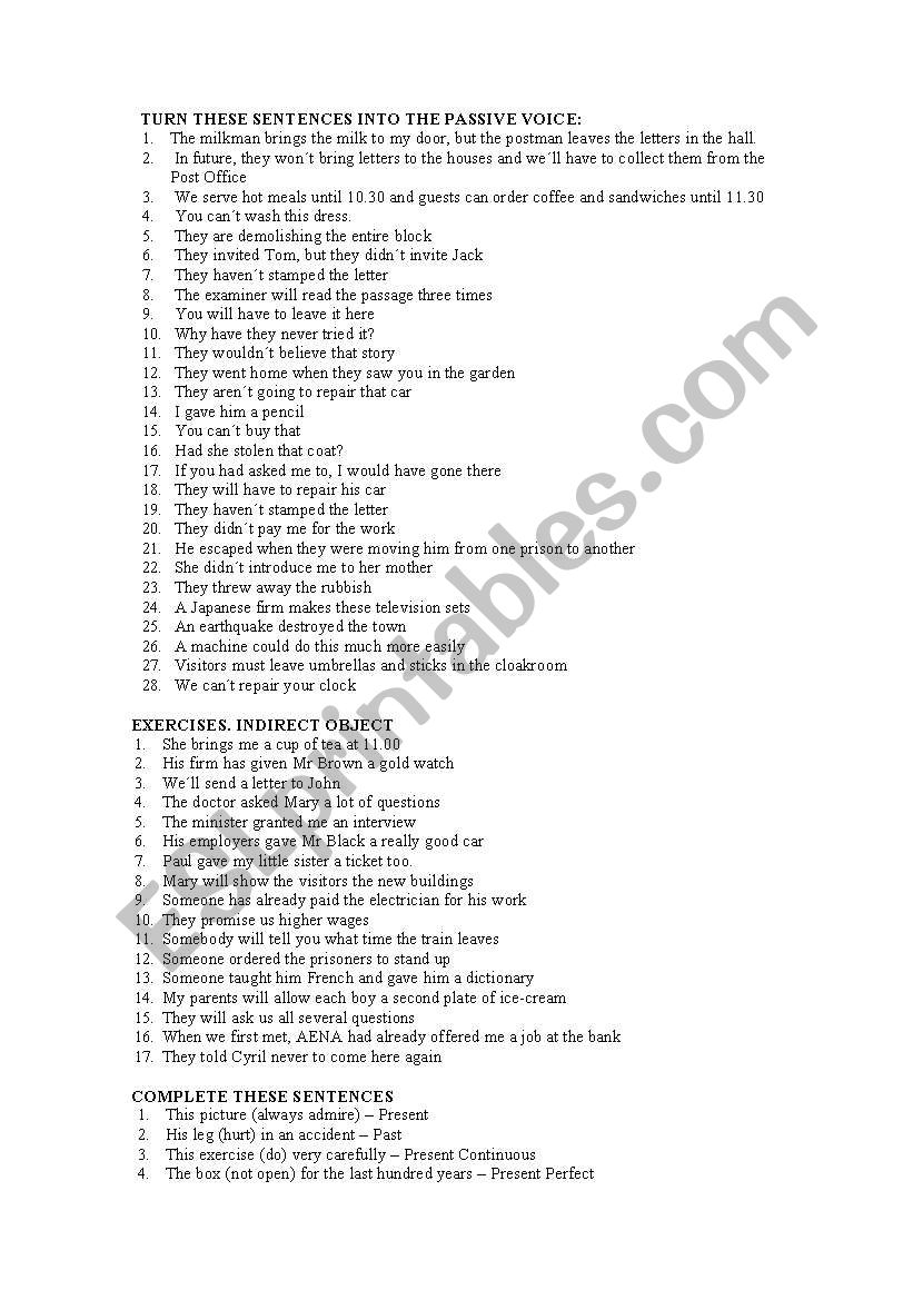 passive voice worksheet