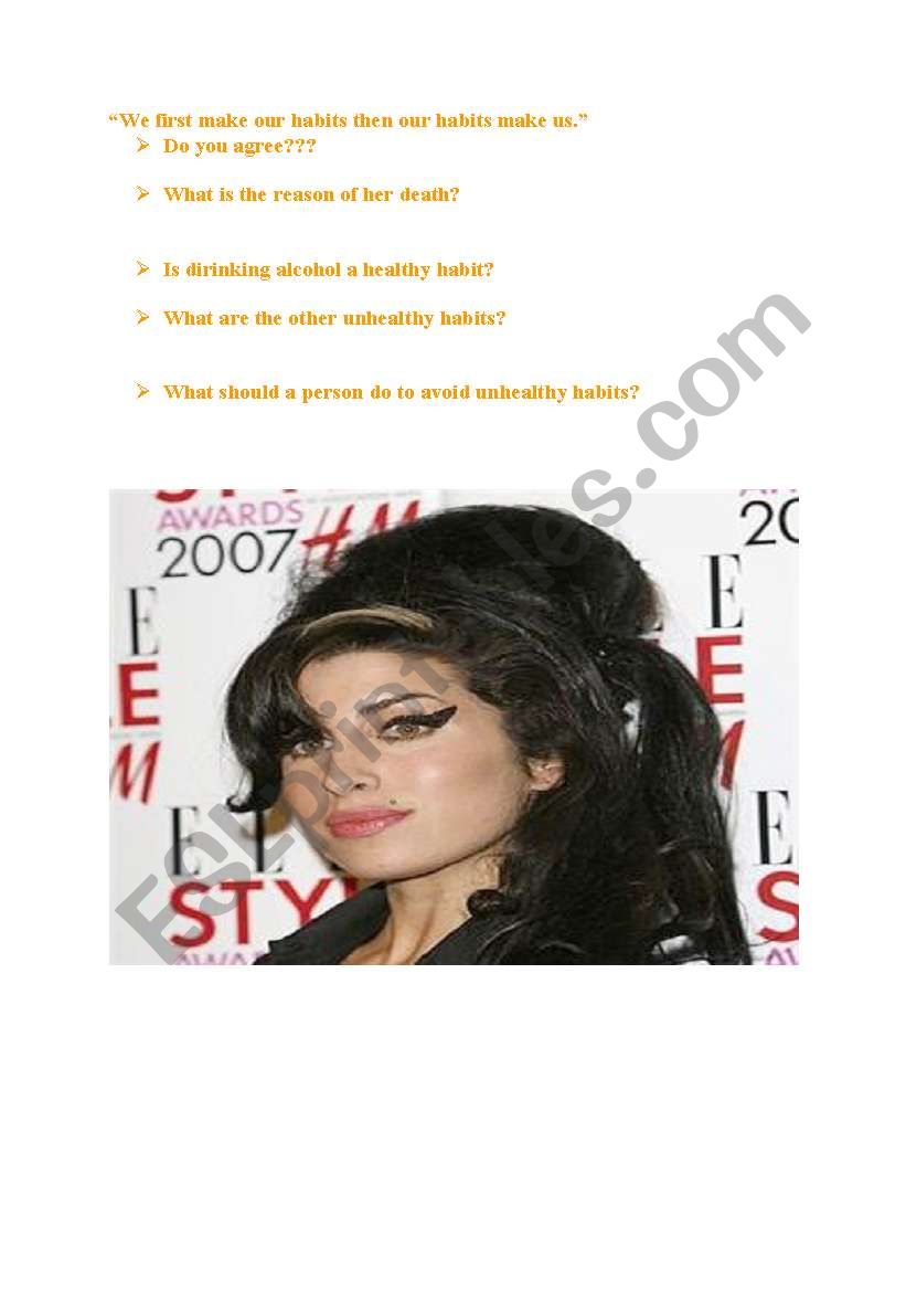 AMY WINEHOUSE  worksheet