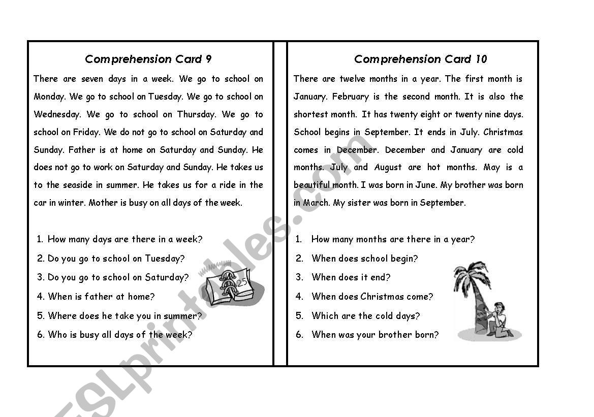 Comprehension Cards worksheet